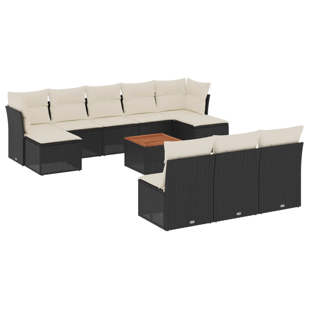 11-delige Loungeset met kussens poly rattan zwart is nu te koop bij PeponiXL, paradijselijk wonen!