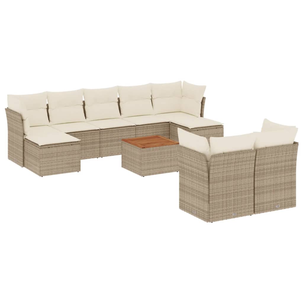 10-delige Loungeset met kussens poly rattan beige is nu te koop bij PeponiXL, paradijselijk wonen!