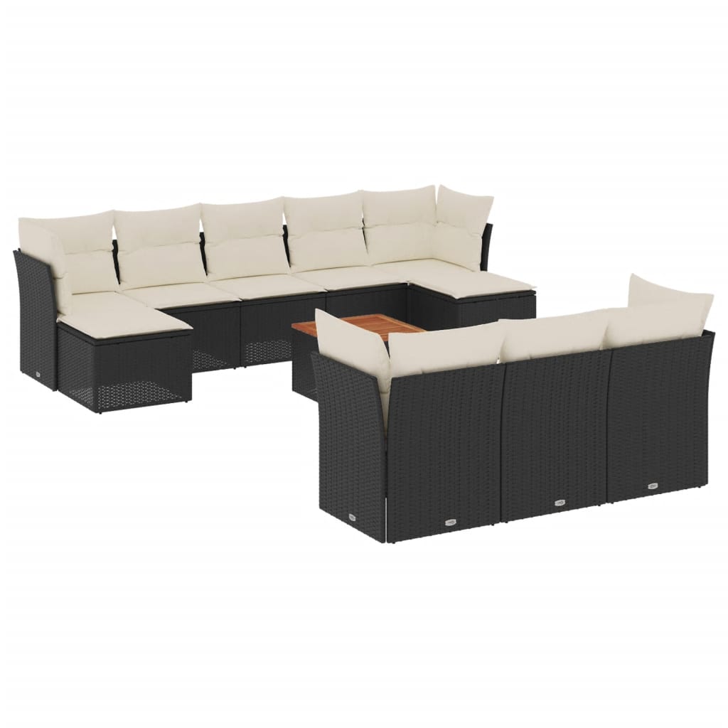 11-delige Loungeset met kussens poly rattan zwart is nu te koop bij PeponiXL, paradijselijk wonen!