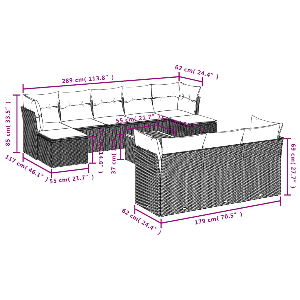 11-delige Tuinset met kussens poly rattan beige is nu te koop bij PeponiXL, paradijselijk wonen!