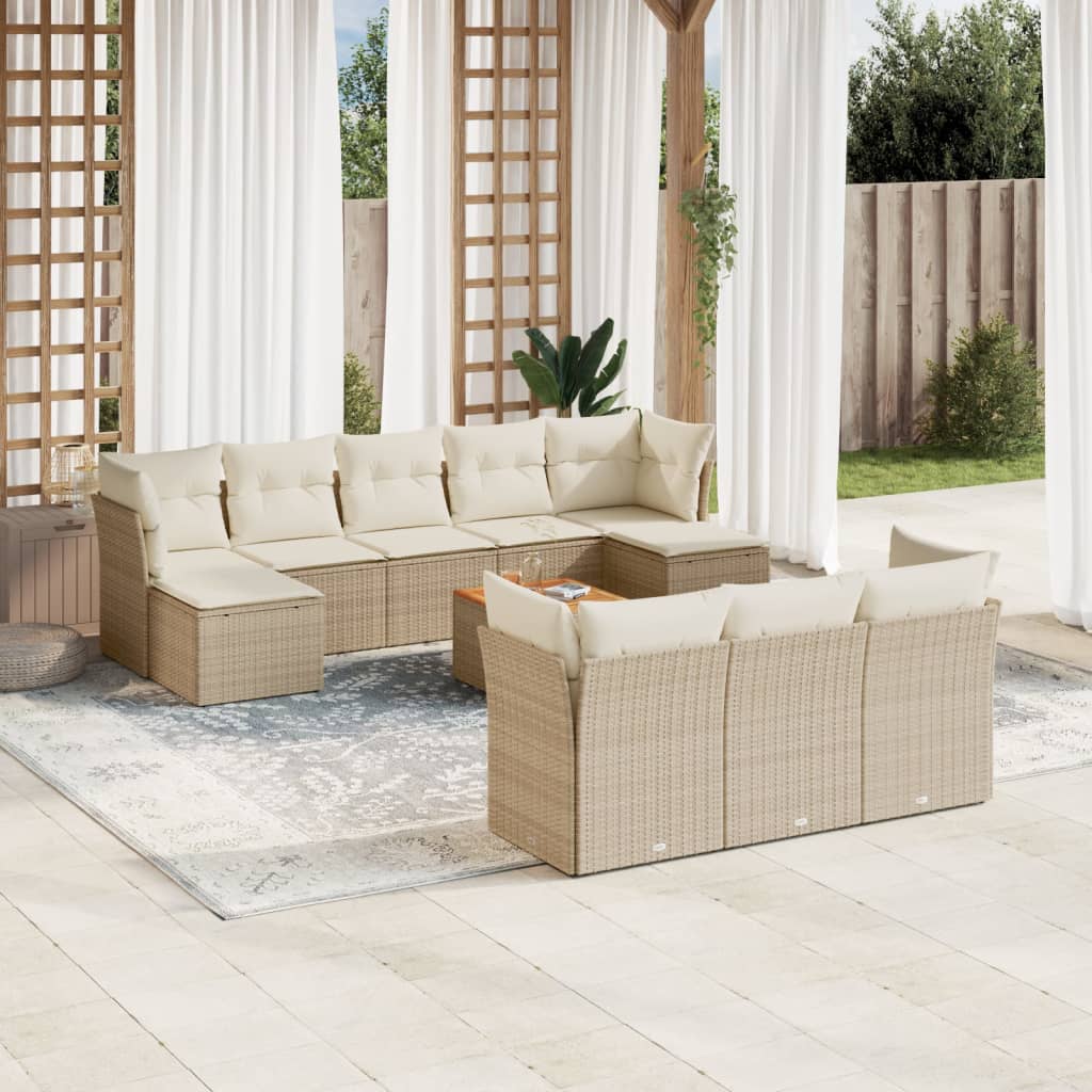 11-delige Tuinset met kussens poly rattan beige is nu te koop bij PeponiXL, paradijselijk wonen!