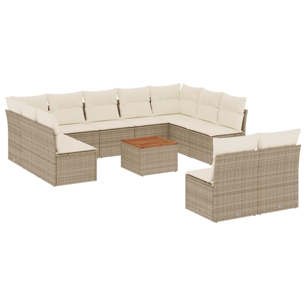 12-delige Loungeset met kussens poly rattan beige is nu te koop bij PeponiXL, paradijselijk wonen!