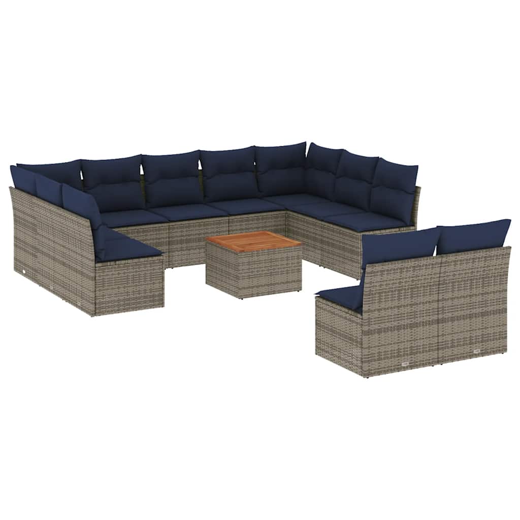 12-delige Loungeset met kussens poly rattan grijs is nu te koop bij PeponiXL, paradijselijk wonen!