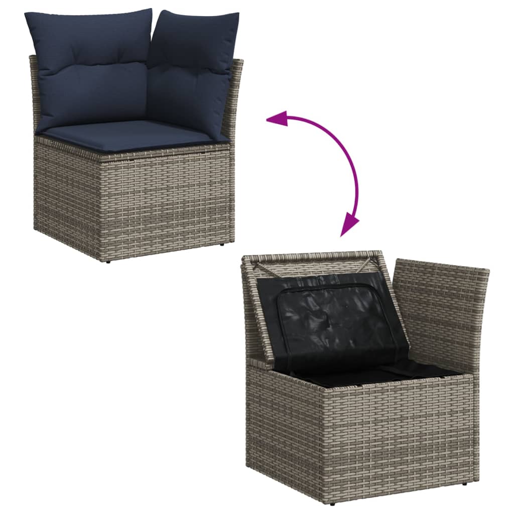 12-delige Loungeset met kussens poly rattan grijs is nu te koop bij PeponiXL, paradijselijk wonen!