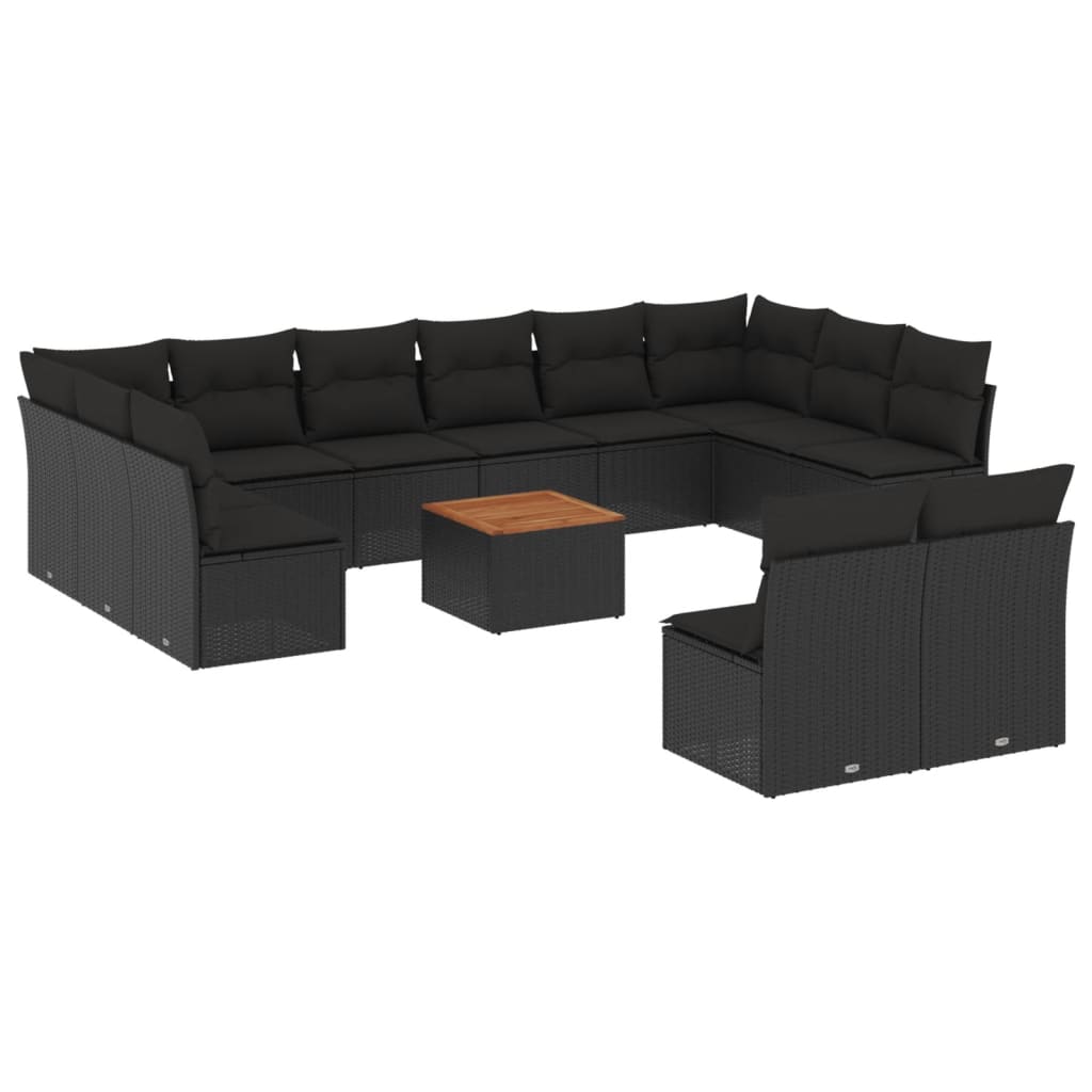 13-delige Loungeset met kussens poly rattan zwart is nu te koop bij PeponiXL, paradijselijk wonen!