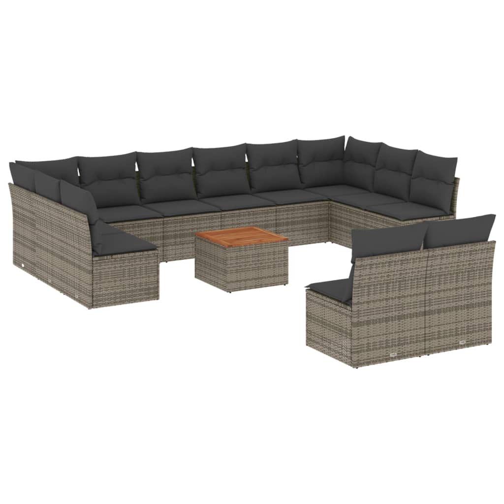 13-delige Loungeset met kussens poly rattan grijs is nu te koop bij PeponiXL, paradijselijk wonen!