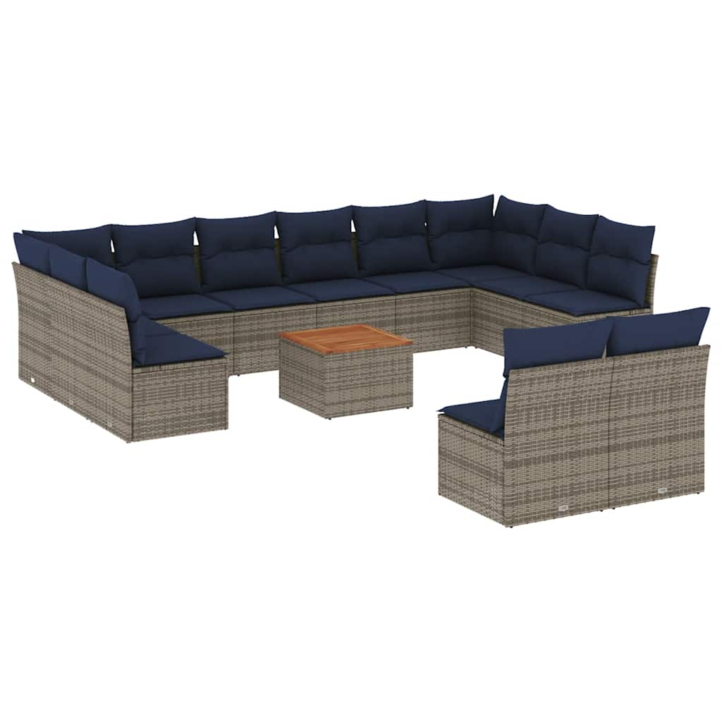 13-delige Loungeset met kussens poly rattan grijs is nu te koop bij PeponiXL, paradijselijk wonen!