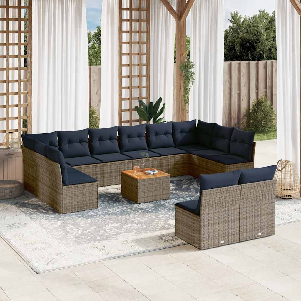 13-delige Loungeset met kussens poly rattan grijs is nu te koop bij PeponiXL, paradijselijk wonen!