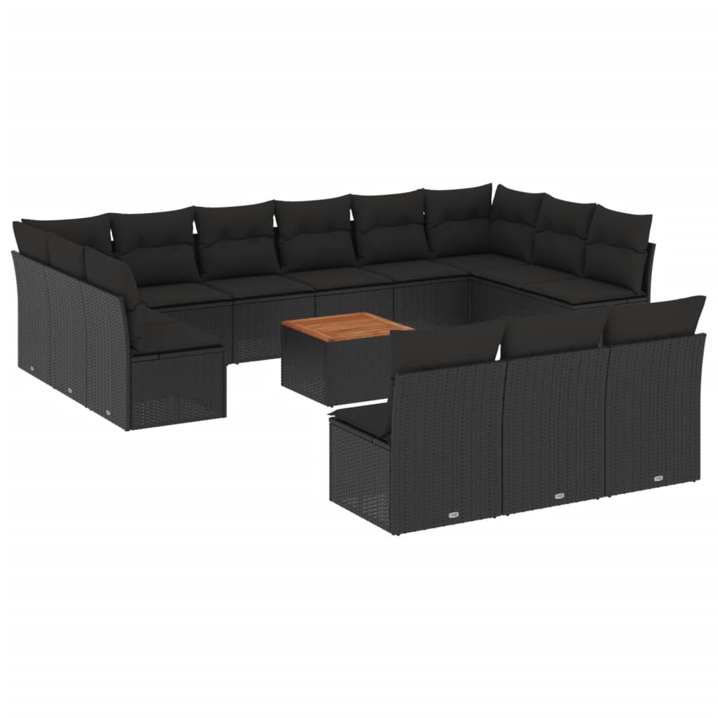 14-delige Loungeset met kussens poly rattan zwart is nu te koop bij PeponiXL, paradijselijk wonen!
