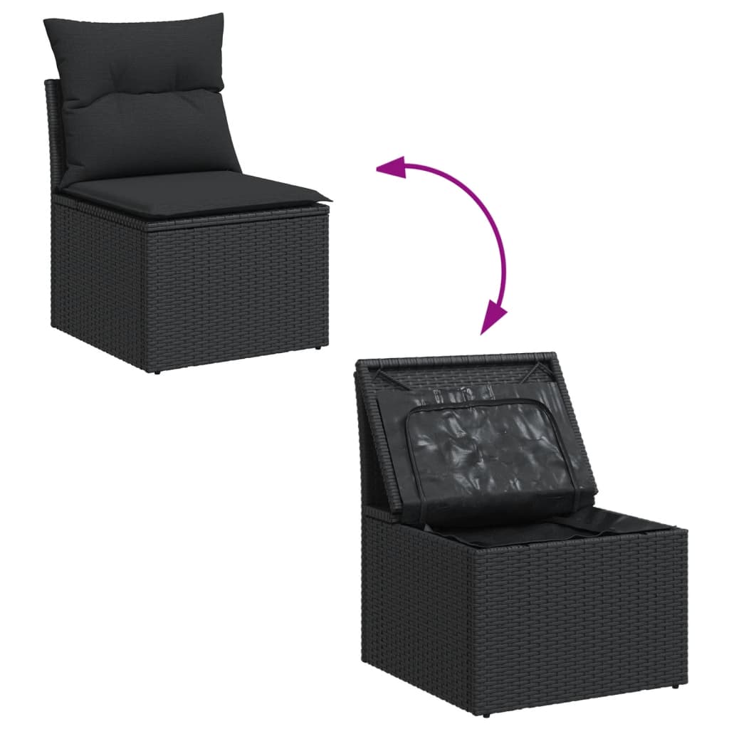 14-delige Loungeset met kussens poly rattan zwart is nu te koop bij PeponiXL, paradijselijk wonen!