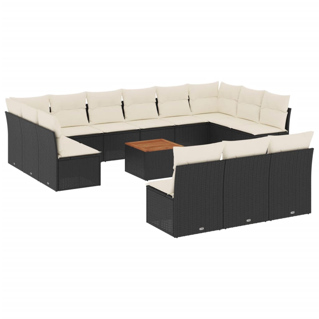14-delige Loungeset met kussens poly rattan zwart is nu te koop bij PeponiXL, paradijselijk wonen!