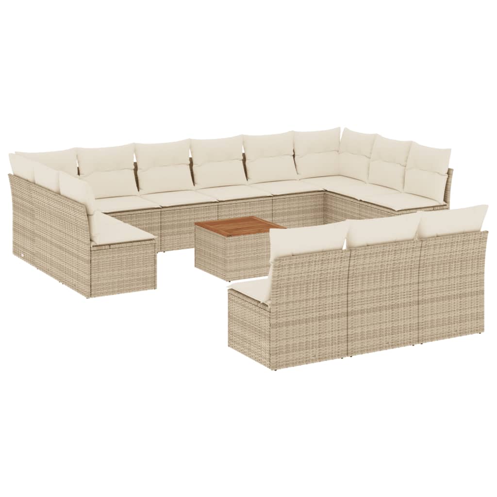 14-delige Loungeset met kussens poly rattan beige is nu te koop bij PeponiXL, paradijselijk wonen!