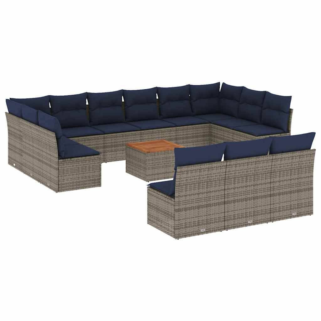 14-delige Loungeset met kussens poly rattan grijs is nu te koop bij PeponiXL, paradijselijk wonen!