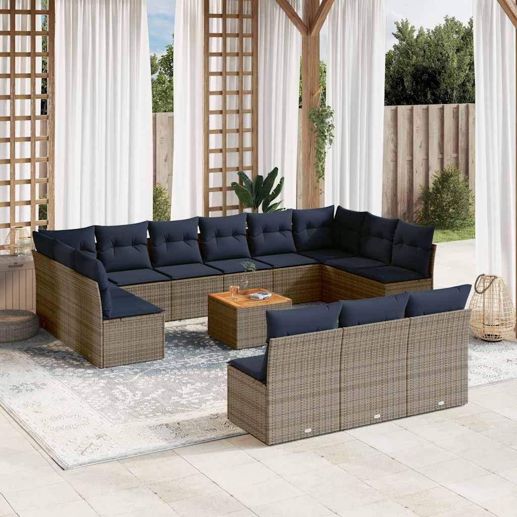 14-delige Loungeset met kussens poly rattan grijs is nu te koop bij PeponiXL, paradijselijk wonen!