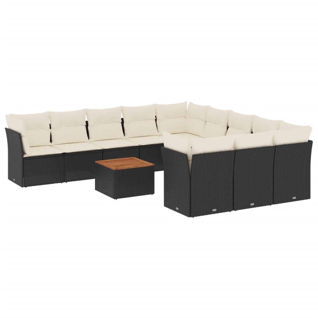 12-delige Loungeset met kussens poly rattan zwart is nu te koop bij PeponiXL, paradijselijk wonen!