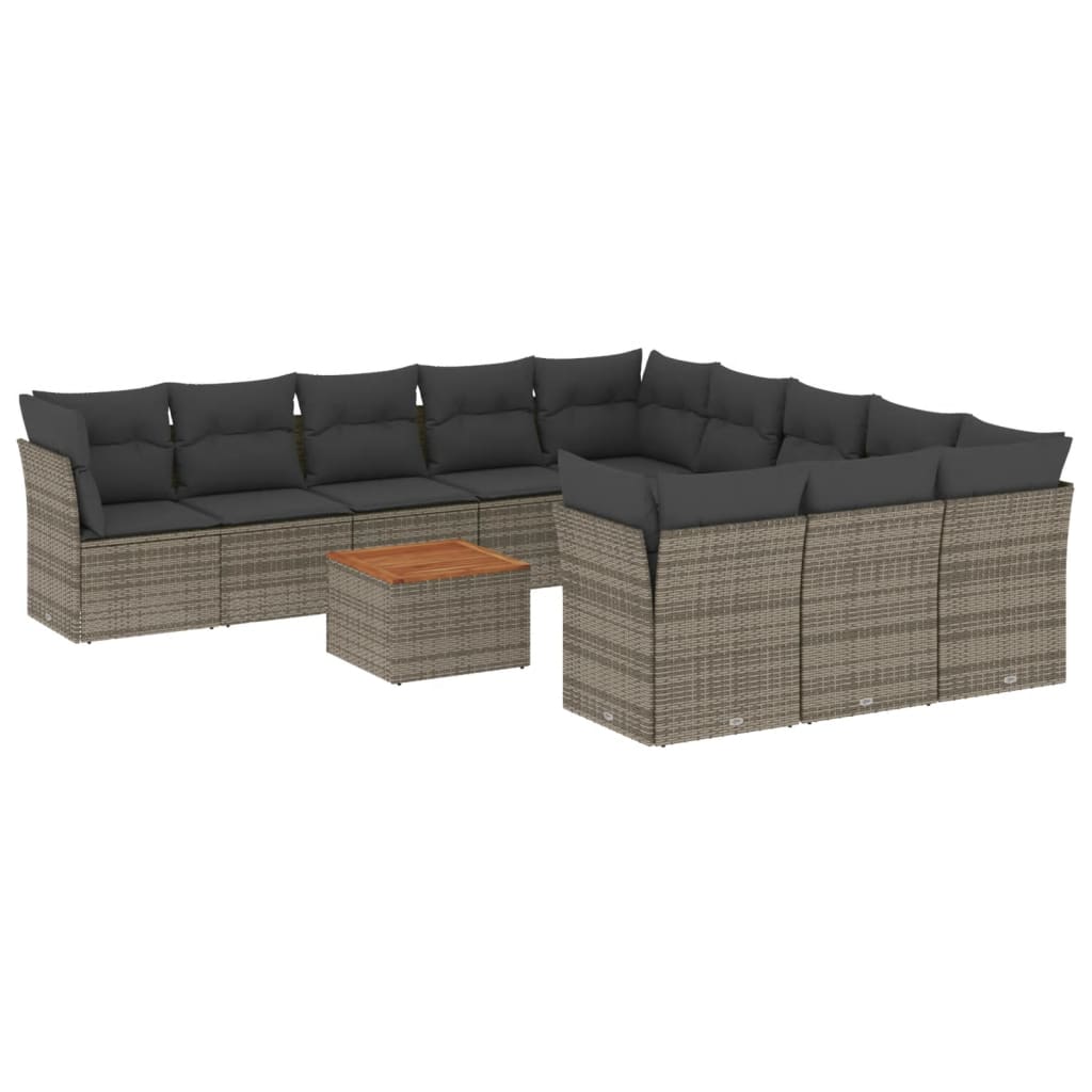 12-delige Loungeset met kussens poly rattan grijs is nu te koop bij PeponiXL, paradijselijk wonen!