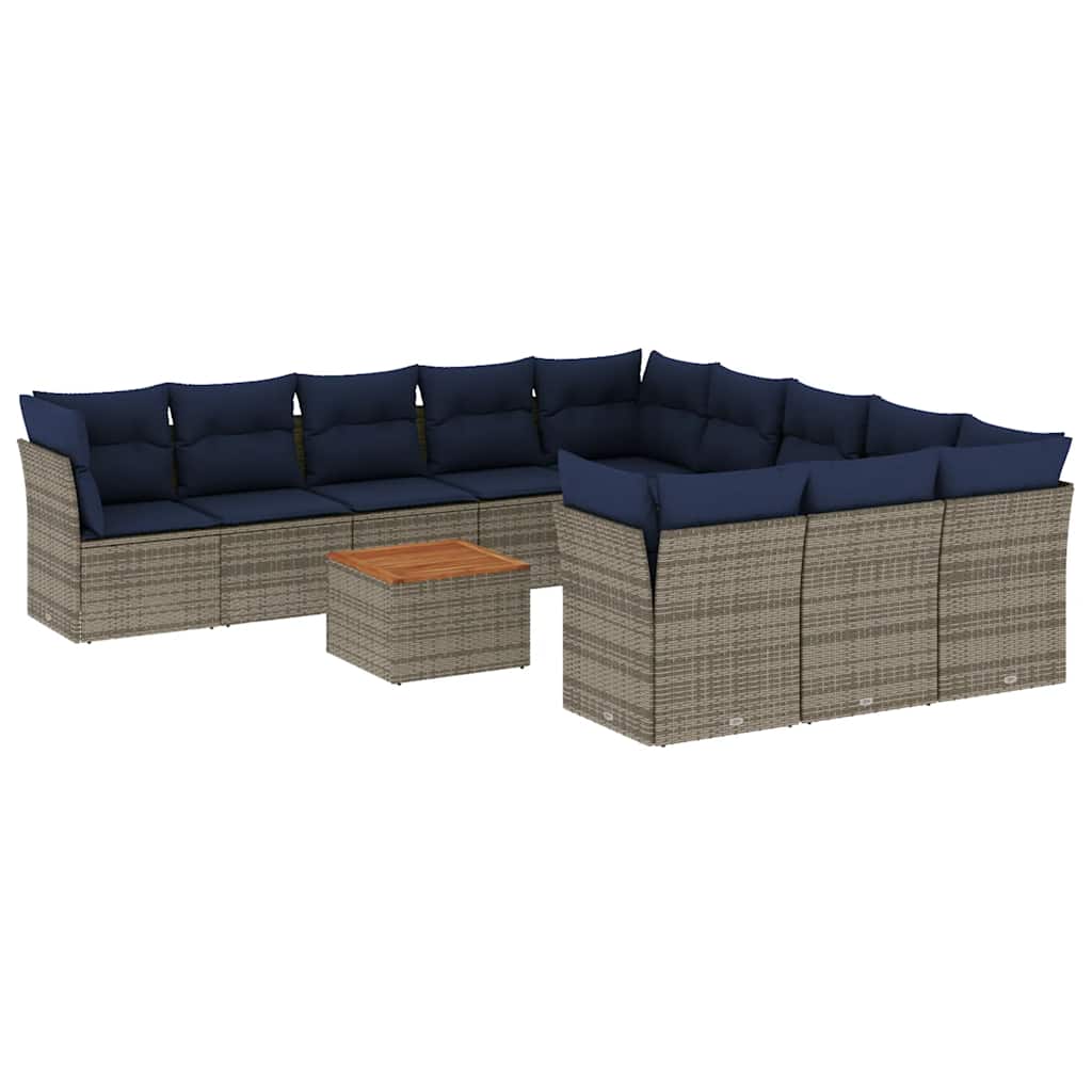 12-delige Loungeset met kussens poly rattan grijs is nu te koop bij PeponiXL, paradijselijk wonen!