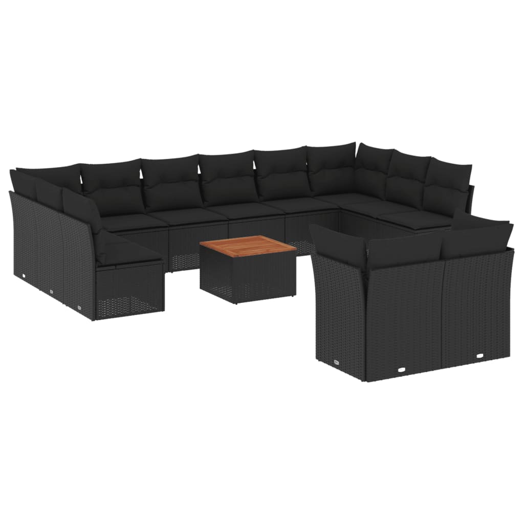 13-delige Loungeset met kussens poly rattan zwart is nu te koop bij PeponiXL, paradijselijk wonen!
