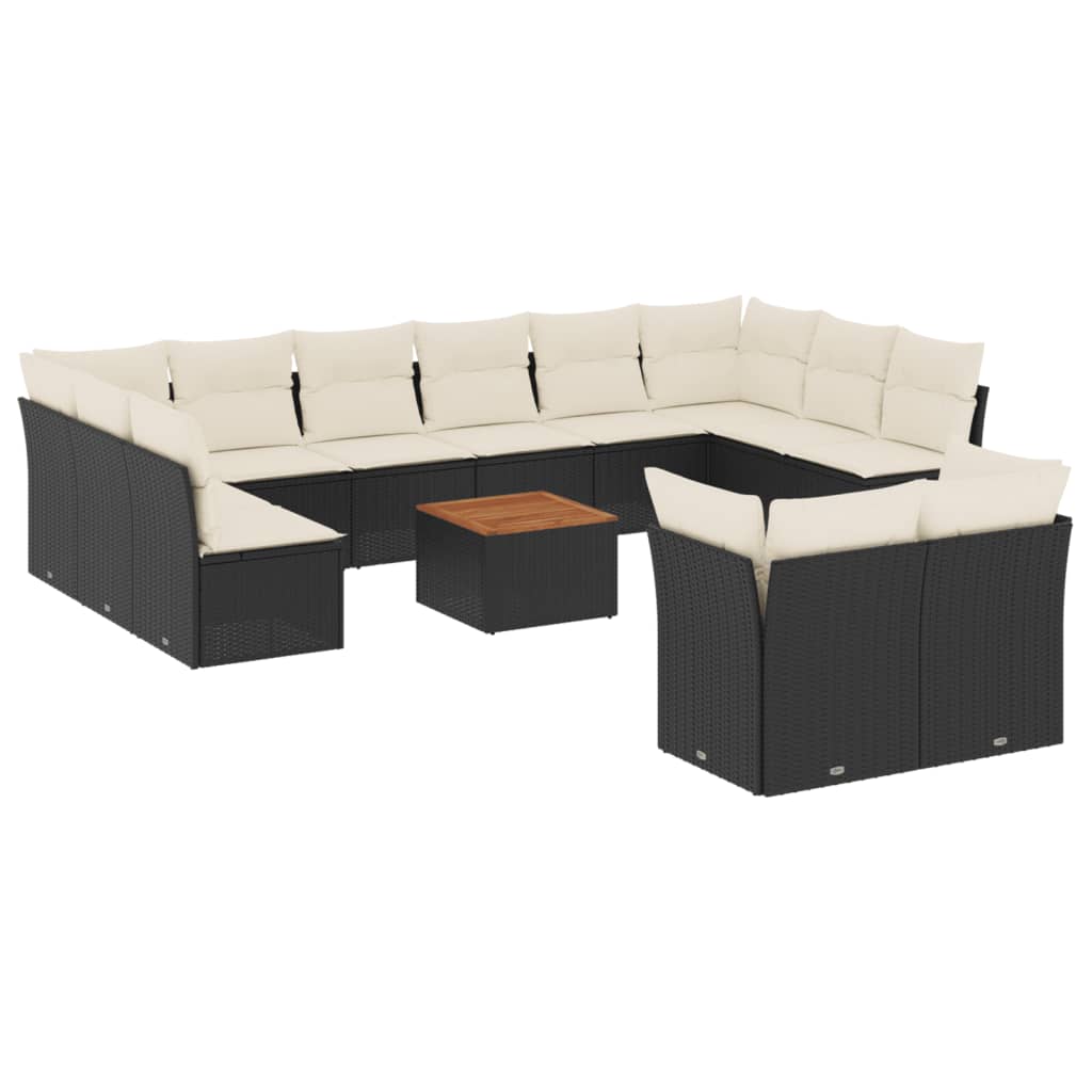 13-delige Loungeset met kussens poly rattan zwart is nu te koop bij PeponiXL, paradijselijk wonen!