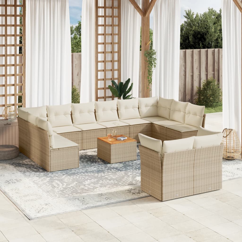 13-delige Loungeset met kussens poly rattan beige is nu te koop bij PeponiXL, paradijselijk wonen!
