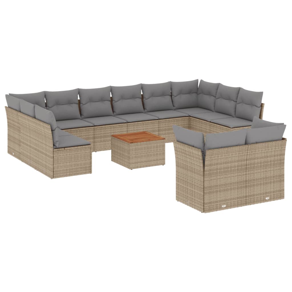 13-delige Loungeset met kussens poly rattan gemengd beige is nu te koop bij PeponiXL, paradijselijk wonen!