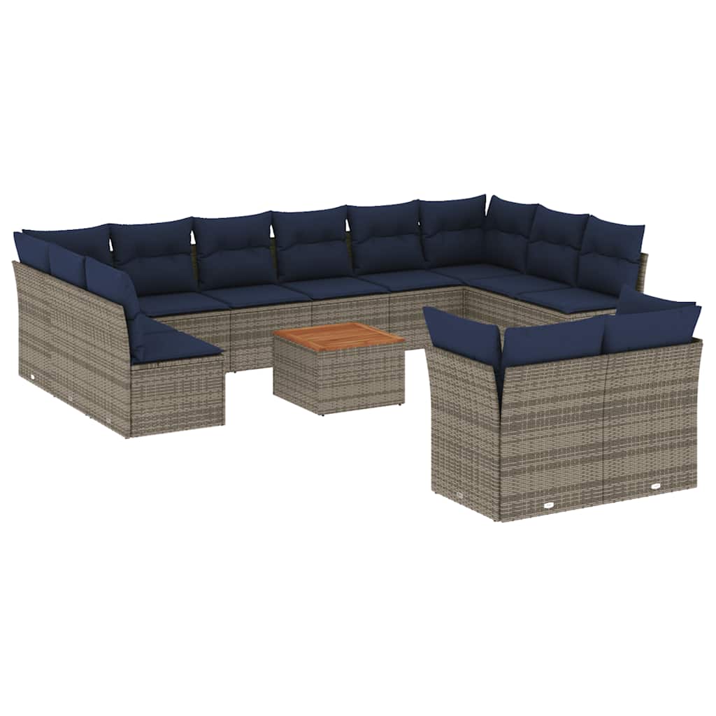 13-delige Loungeset met kussens poly rattan grijs is nu te koop bij PeponiXL, paradijselijk wonen!
