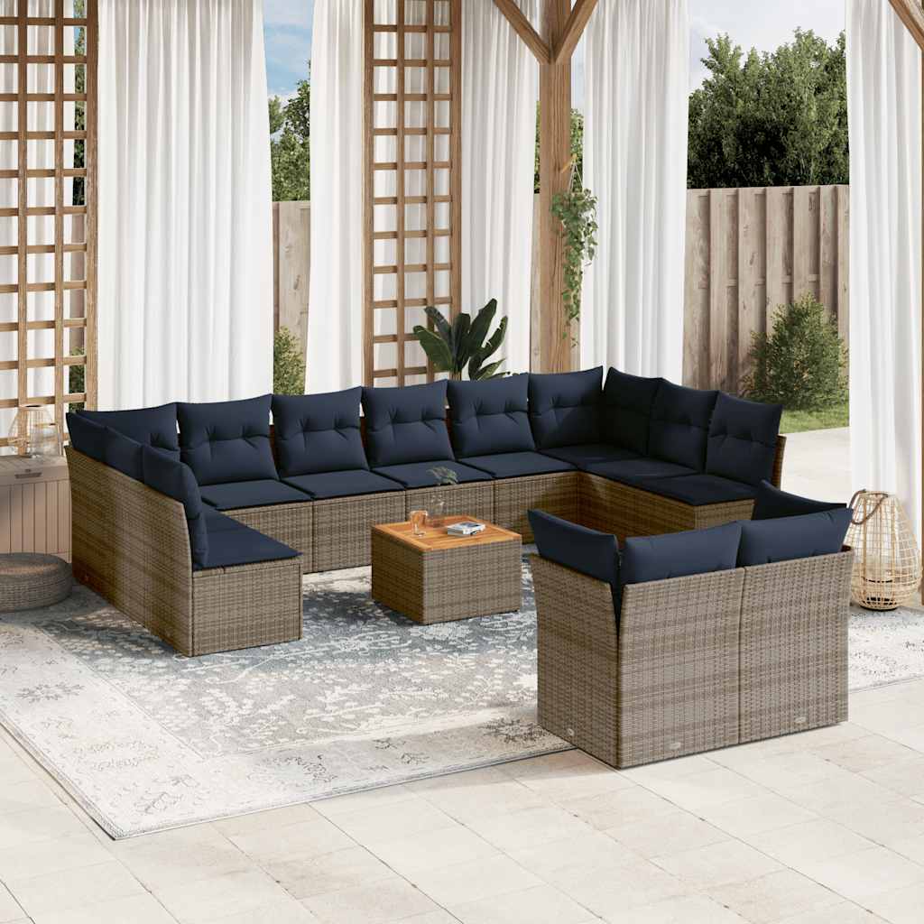 13-delige Loungeset met kussens poly rattan grijs is nu te koop bij PeponiXL, paradijselijk wonen!