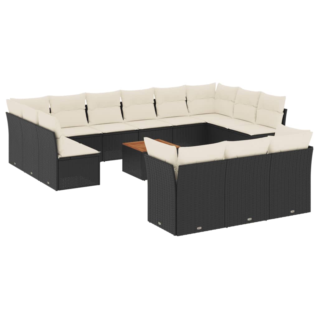14-delige Loungeset met kussens poly rattan zwart is nu te koop bij PeponiXL, paradijselijk wonen!