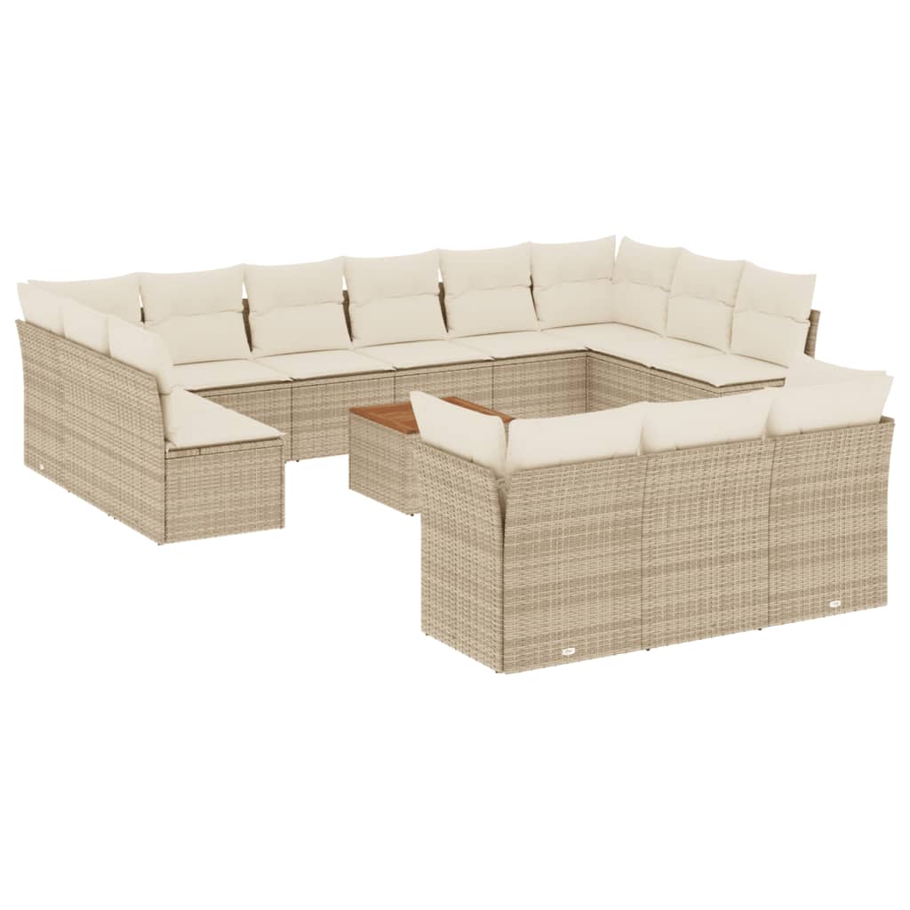 14-delige Loungeset met kussens poly rattan beige is nu te koop bij PeponiXL, paradijselijk wonen!