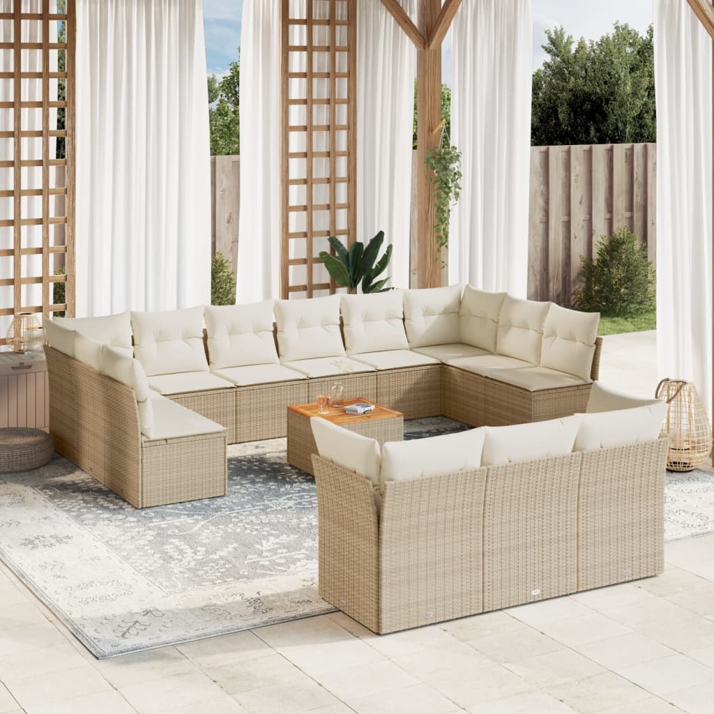 14-delige Loungeset met kussens poly rattan beige is nu te koop bij PeponiXL, paradijselijk wonen!