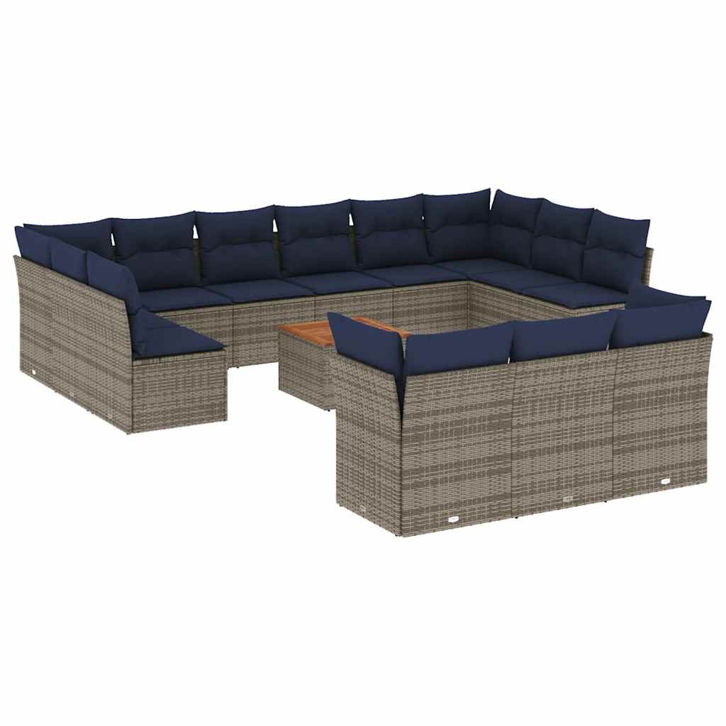 14-delige Loungeset met kussens poly rattan grijs is nu te koop bij PeponiXL, paradijselijk wonen!