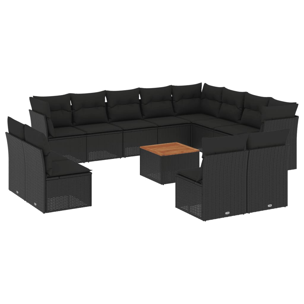 13-delige Loungeset met kussens poly rattan zwart is nu te koop bij PeponiXL, paradijselijk wonen!