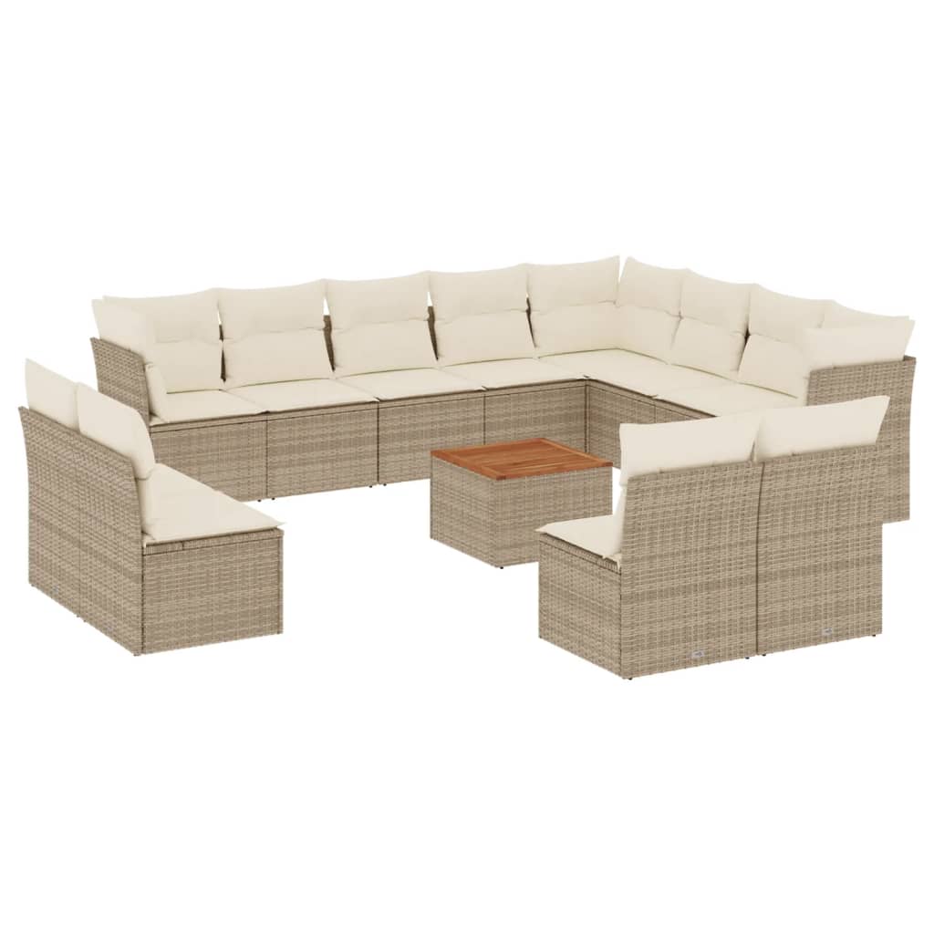 13-delige Loungeset met kussens poly rattan beige is nu te koop bij PeponiXL, paradijselijk wonen!