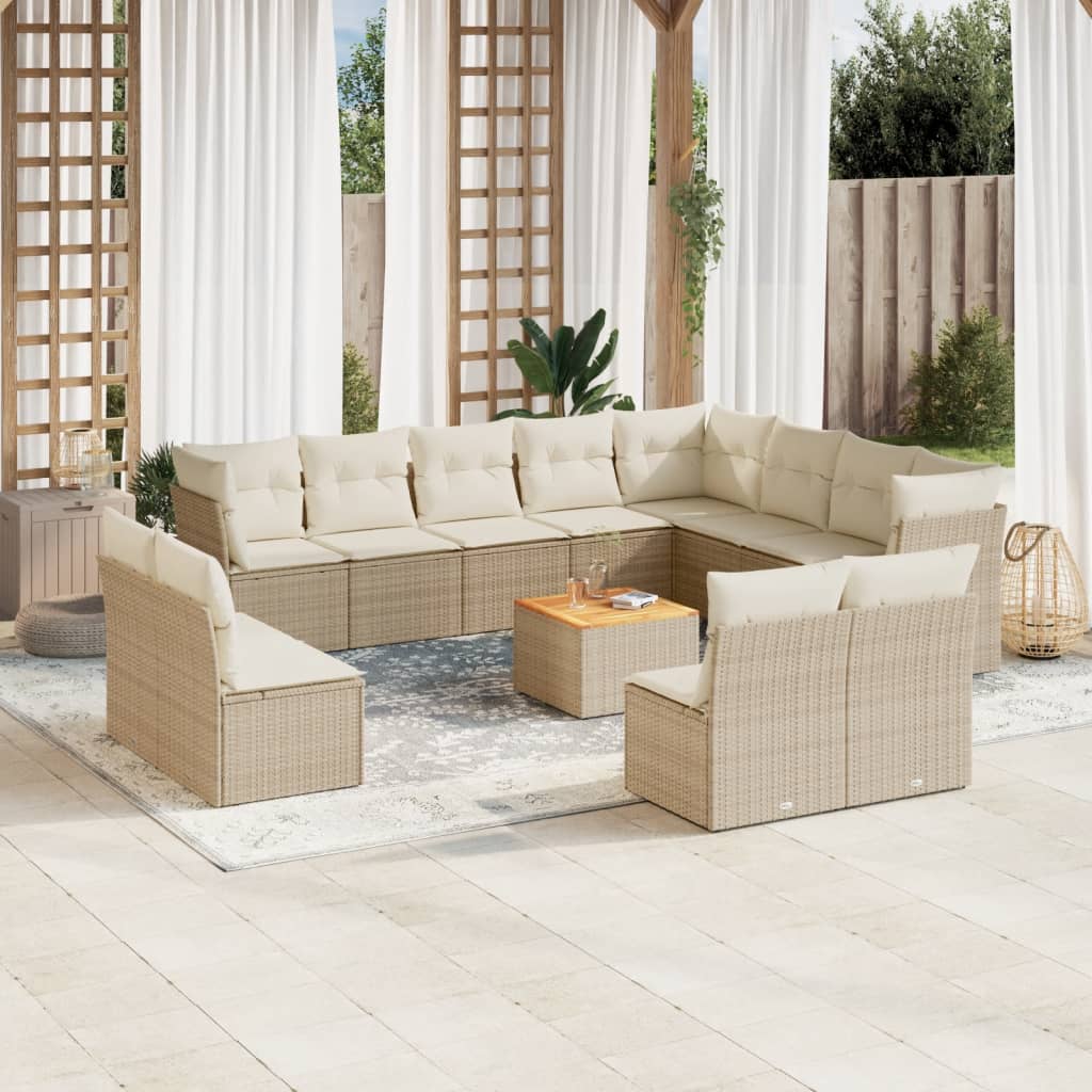 13-delige Loungeset met kussens poly rattan beige is nu te koop bij PeponiXL, paradijselijk wonen!