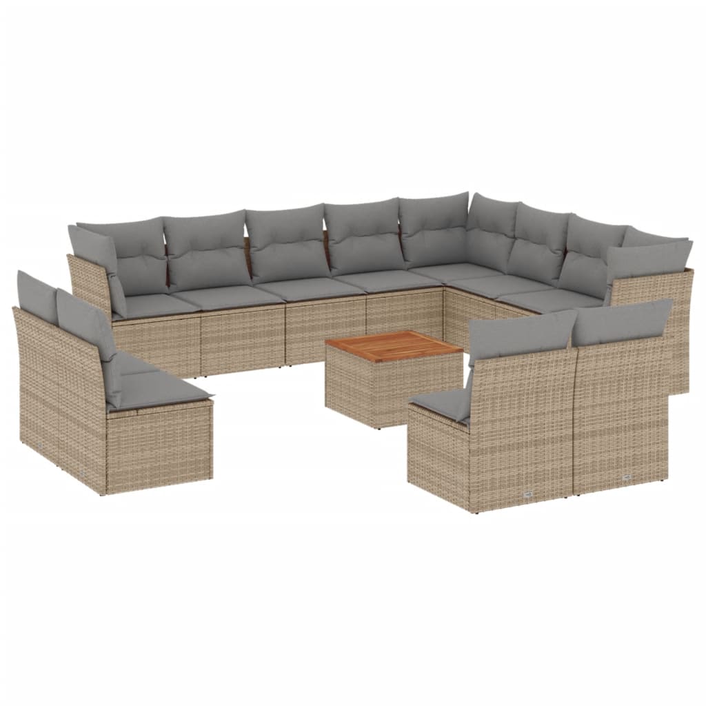 13-delige Loungeset met kussens poly rattan gemengd beige is nu te koop bij PeponiXL, paradijselijk wonen!