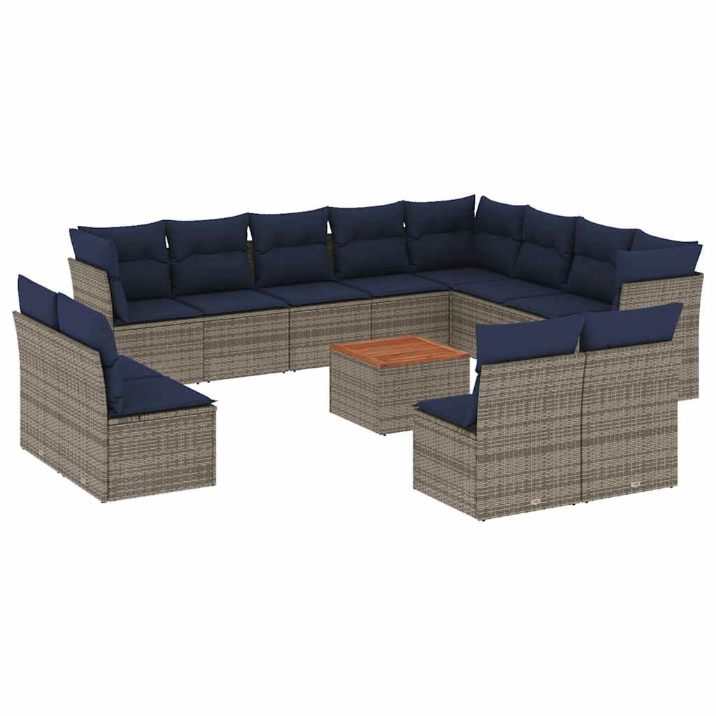 13-delige Loungeset met kussens poly rattan grijs is nu te koop bij PeponiXL, paradijselijk wonen!