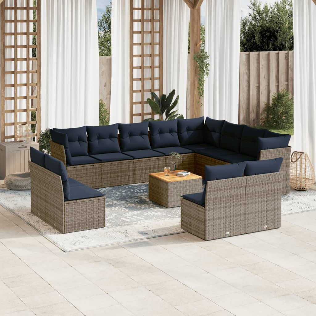 13-delige Loungeset met kussens poly rattan grijs is nu te koop bij PeponiXL, paradijselijk wonen!