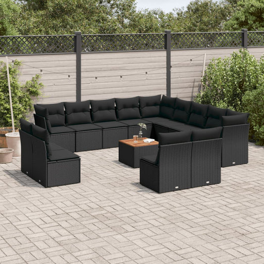 14-delige Loungeset met kussens poly rattan zwart is nu te koop bij PeponiXL, paradijselijk wonen!