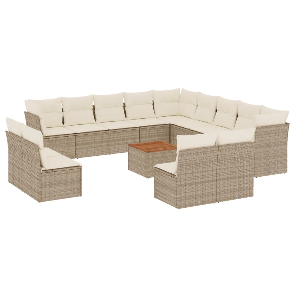 14-delige Loungeset met kussens poly rattan beige is nu te koop bij PeponiXL, paradijselijk wonen!