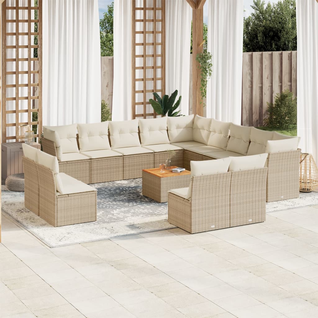 14-delige Loungeset met kussens poly rattan beige is nu te koop bij PeponiXL, paradijselijk wonen!