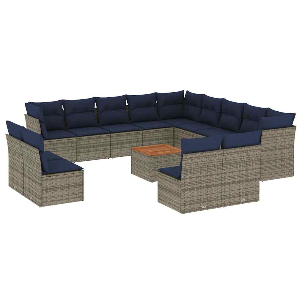 14-delige Loungeset met kussens poly rattan grijs is nu te koop bij PeponiXL, paradijselijk wonen!