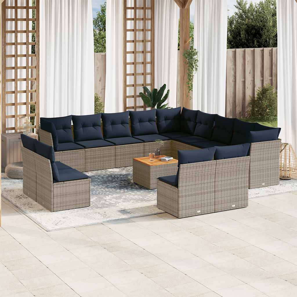 14-delige Loungeset met kussens poly rattan grijs is nu te koop bij PeponiXL, paradijselijk wonen!