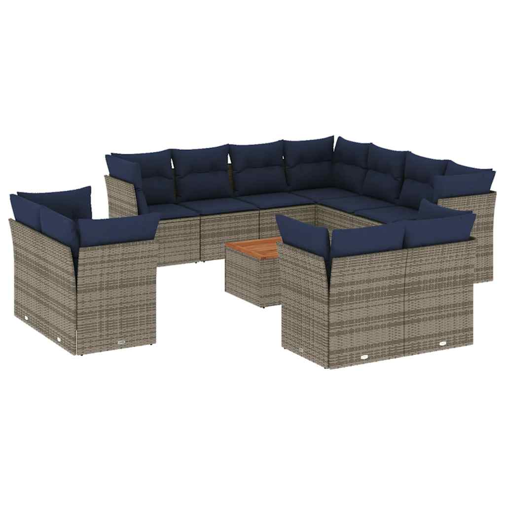12-delige Loungeset met kussens poly rattan grijs is nu te koop bij PeponiXL, paradijselijk wonen!