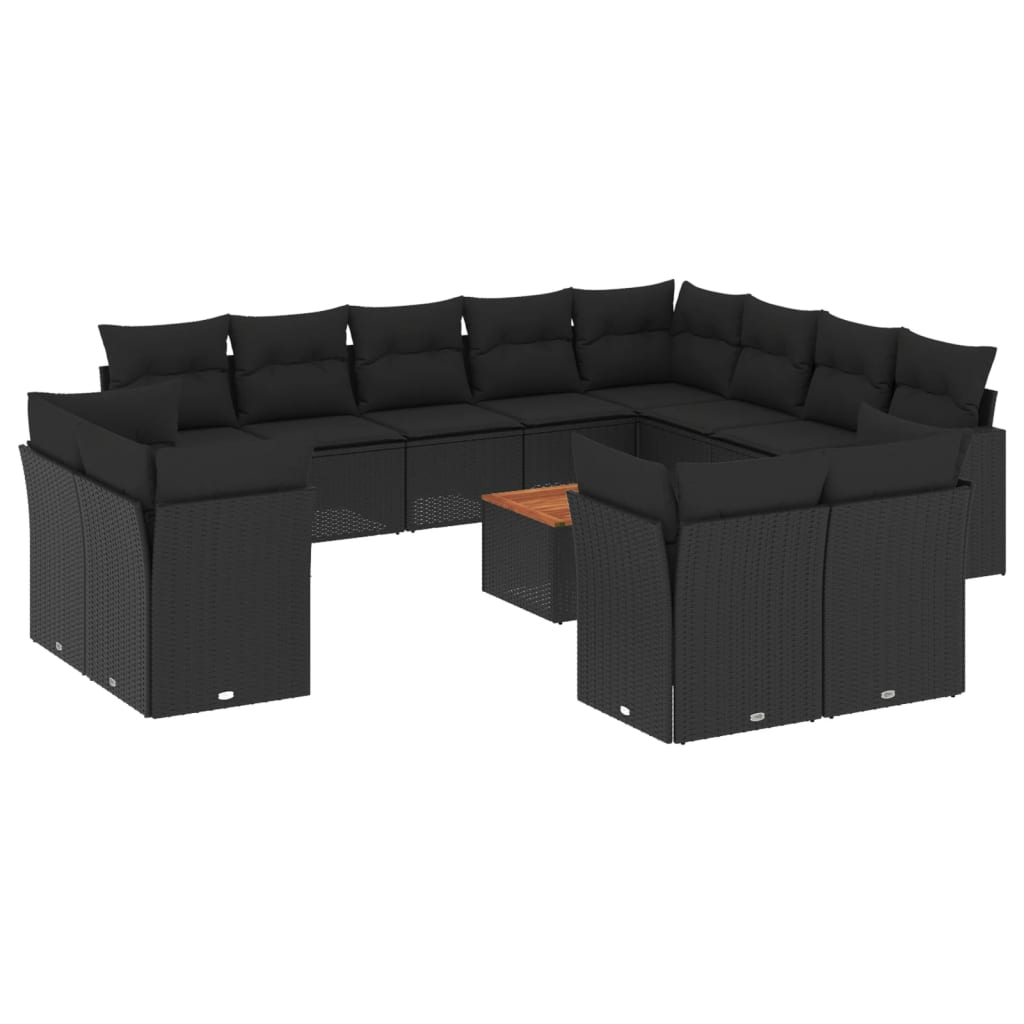 13-delige Loungeset met kussens poly rattan zwart is nu te koop bij PeponiXL, paradijselijk wonen!