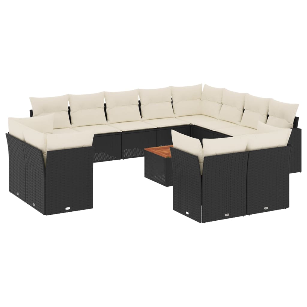 13-delige Loungeset met kussens poly rattan zwart is nu te koop bij PeponiXL, paradijselijk wonen!