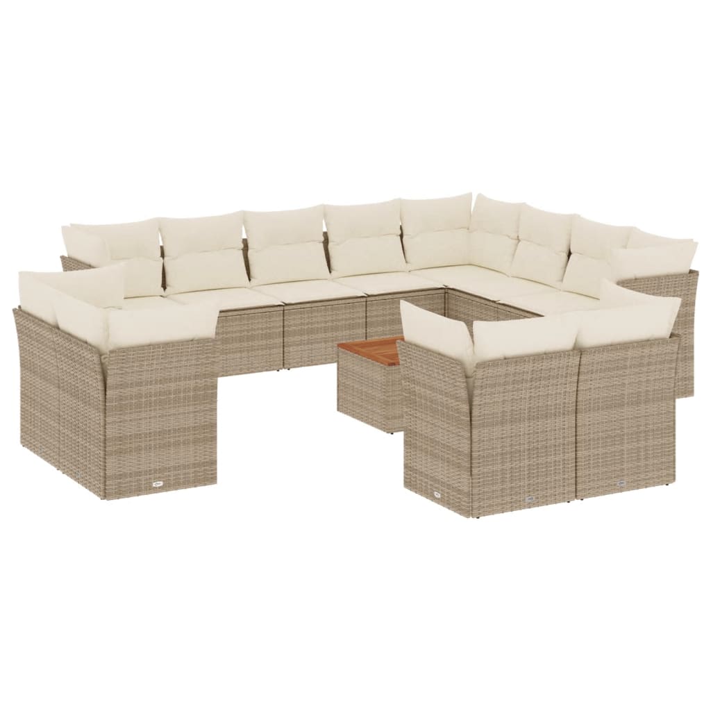 13-delige Loungeset met kussens poly rattan beige is nu te koop bij PeponiXL, paradijselijk wonen!