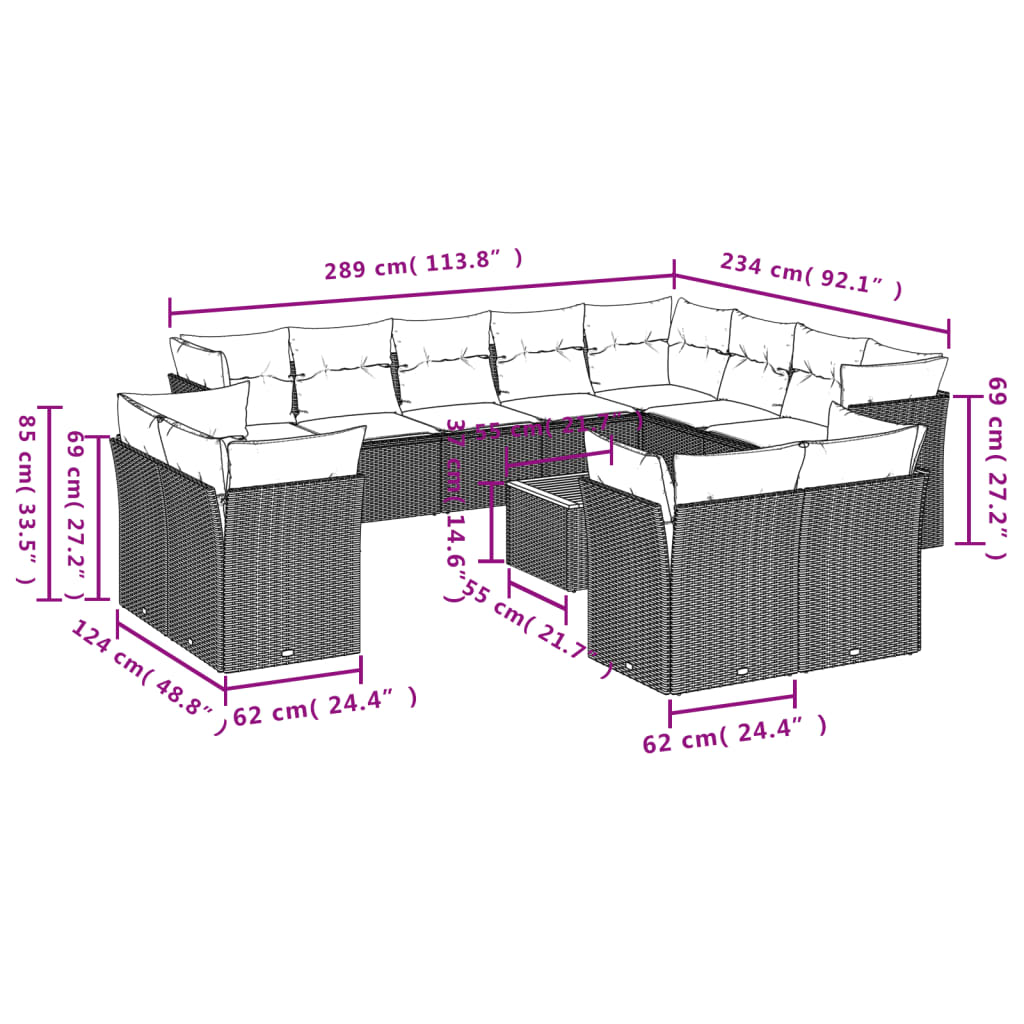 13-delige Loungeset met kussens poly rattan beige is nu te koop bij PeponiXL, paradijselijk wonen!