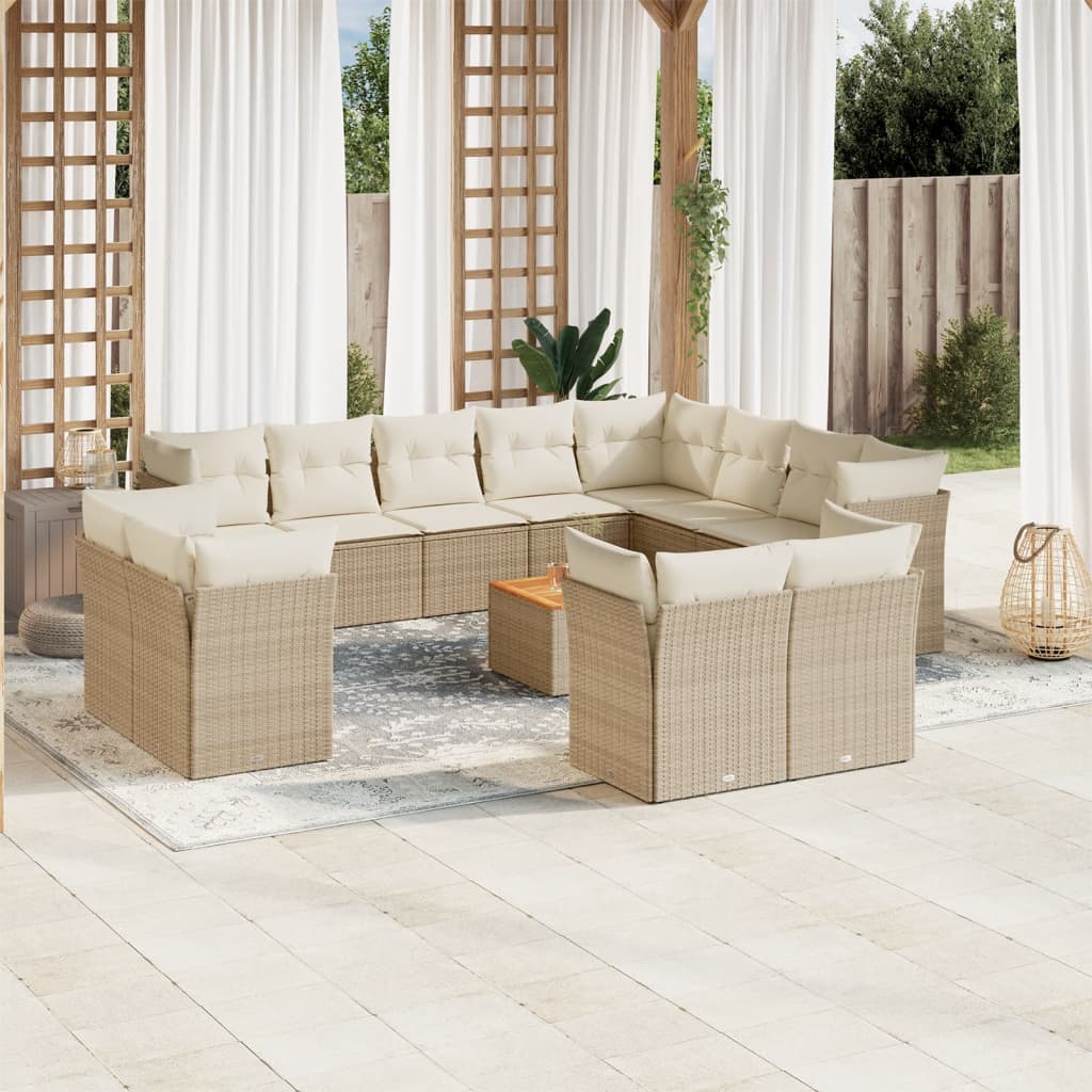 13-delige Loungeset met kussens poly rattan beige is nu te koop bij PeponiXL, paradijselijk wonen!