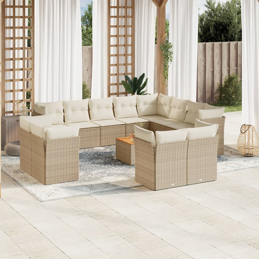 13-delige Loungeset met kussens poly rattan beige is nu te koop bij PeponiXL, paradijselijk wonen!