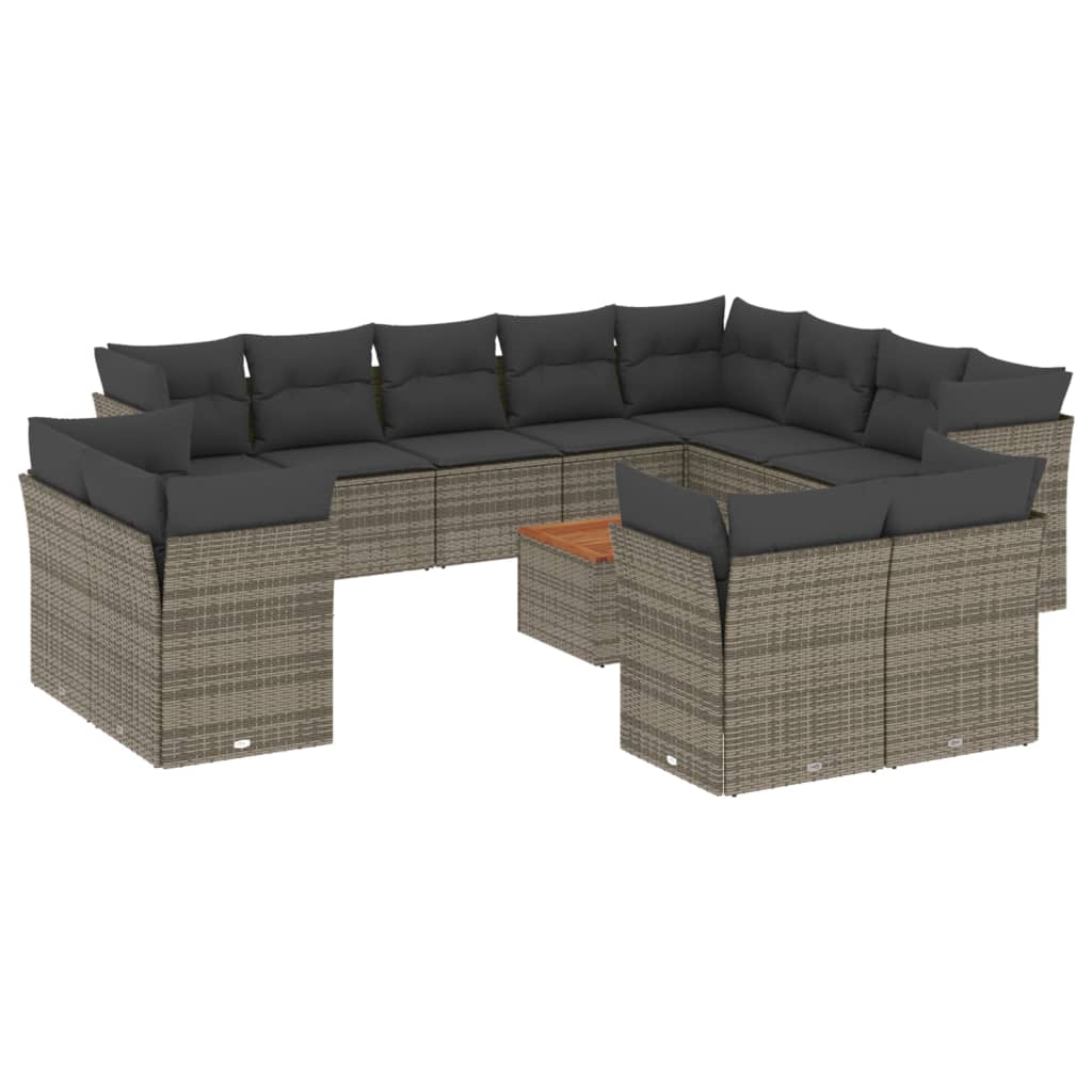 13-delige Loungeset met kussens poly rattan grijs is nu te koop bij PeponiXL, paradijselijk wonen!